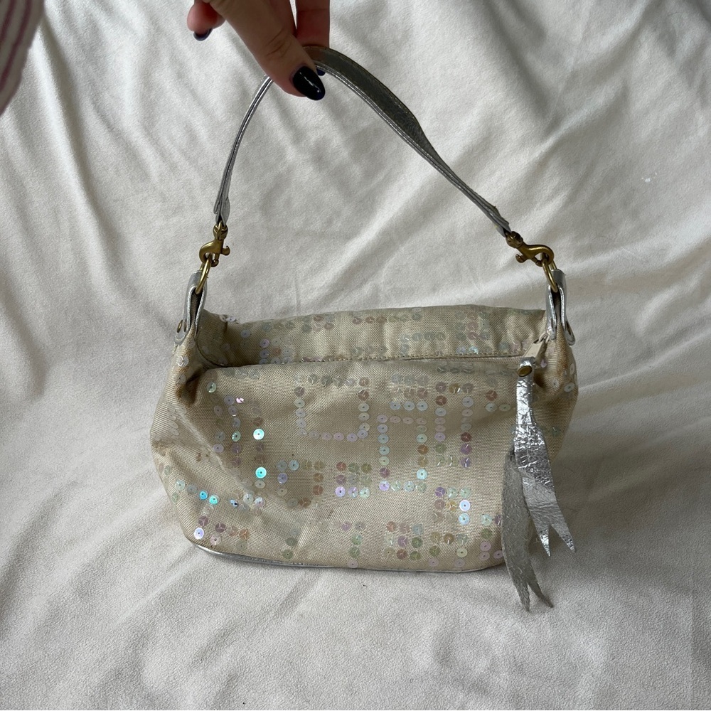 Vintage MZ Wallace Beige Sequin Bag in Fair Condition